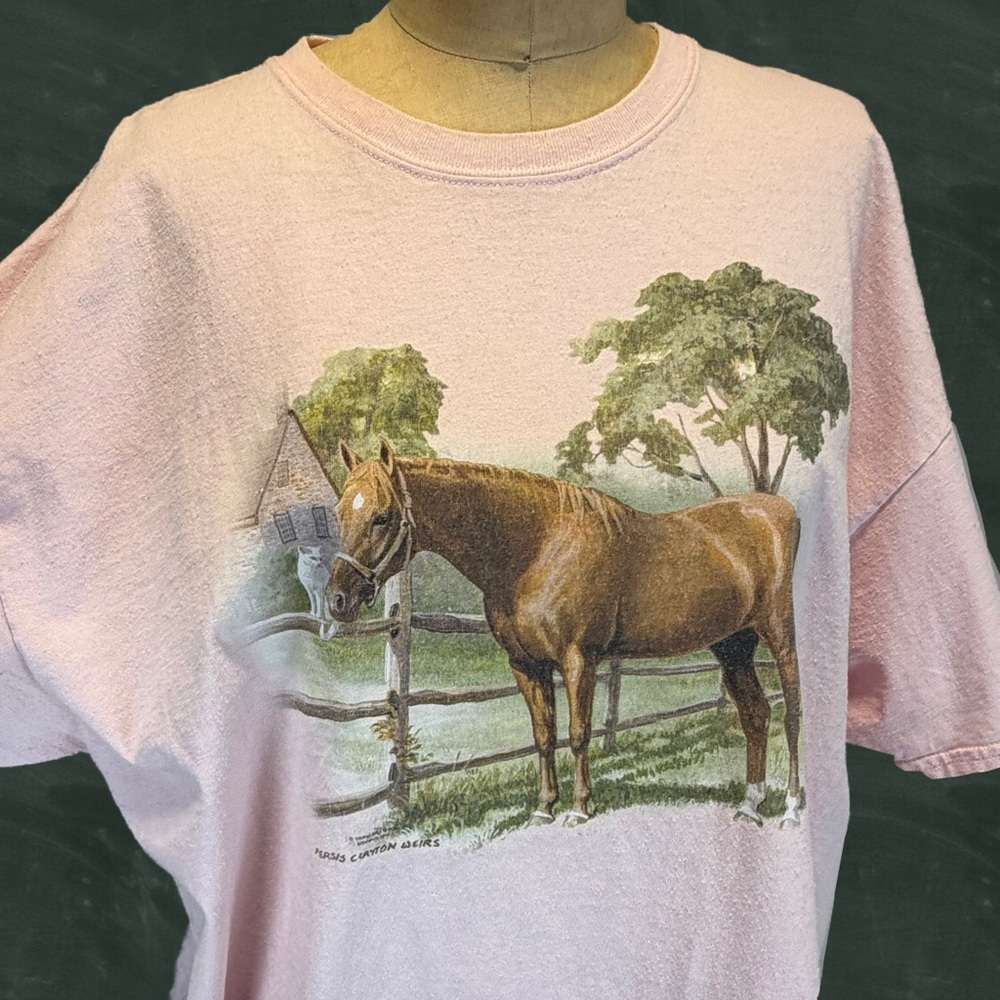 VINTAGE horse farmhouse kitten graphic tshirt bucolic‎ country cottagecore XL